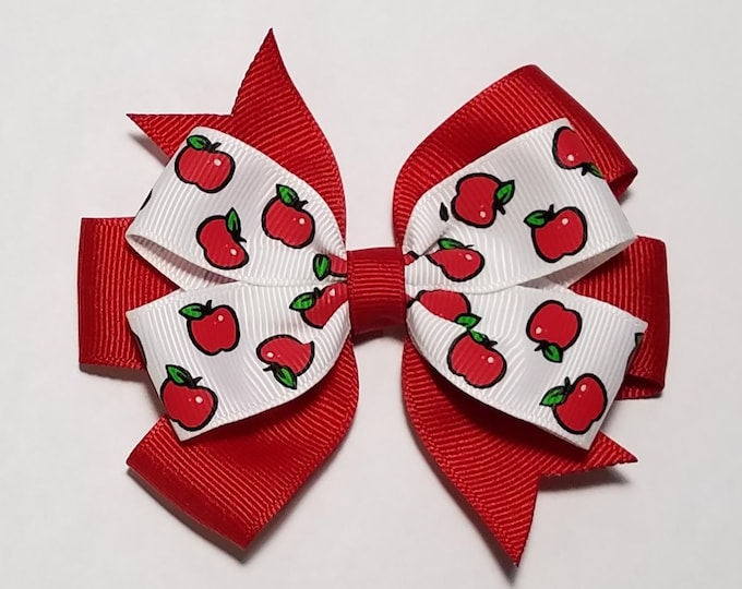 3.5" Apple Hair Bow *You Choose Solid Bow Color"