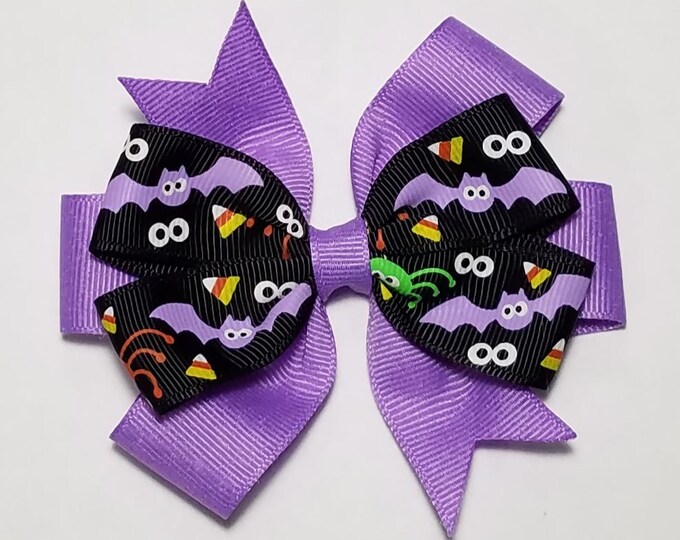 3.5" Halloween Hair Bow *You Choose Solid Bow Color*