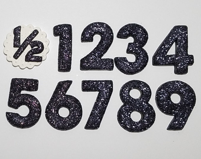 Black Glitter Birthday Number- Clay Glitter Number Hairbow Center- NOT CANDLES