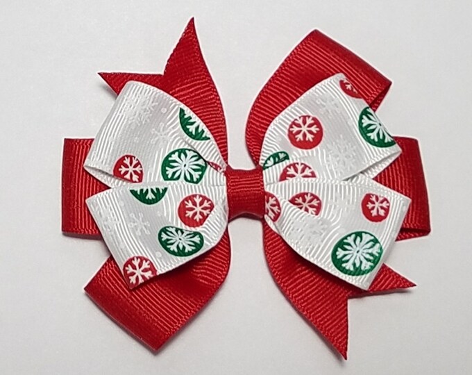 3.5" Snowflake Hair Bow *You Choose Solid Bow Color*