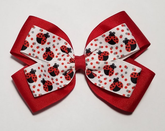 5" Ladybug Hair Bow *You Choose Solid Bow Color*