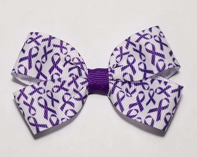 3" Purple Awareness Ribbon Hair Bow