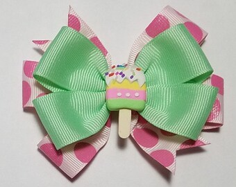 3.5" Ice Cream Sprinkles Hair Bow *You Choose Solid Bow Color*