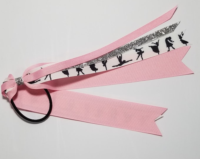 Ballet Ballerina Ponytail Streamer *You Choose Solid Ribbon Color- Glitter Color & Length*