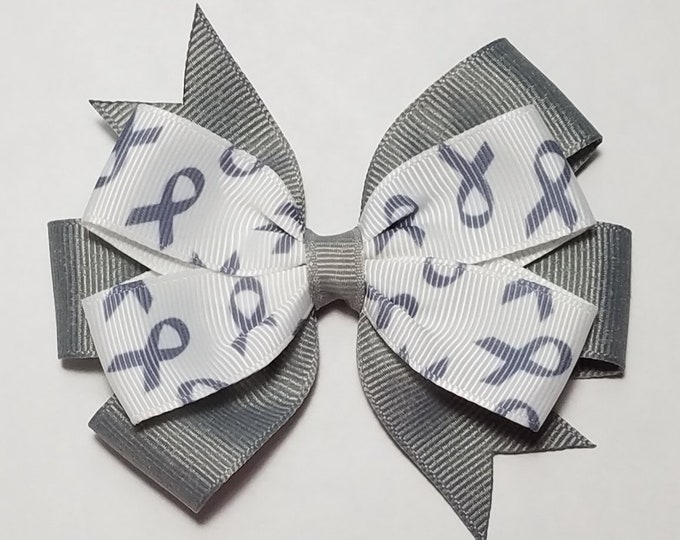 3.5" Gray Awareness Ribbon Hair Bow