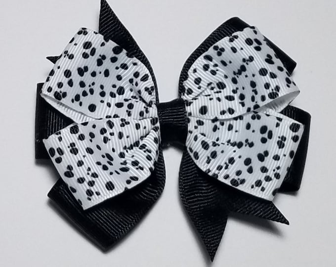 3.5" Dalmatian Print Hair Bow *You Choose Solid Bow Color*