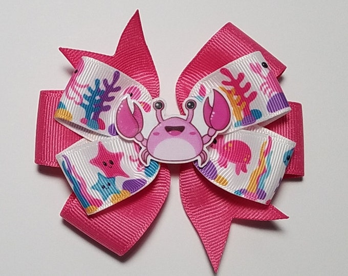 3.5" Crab Hair Bow *You Choose Solid Bow Color*