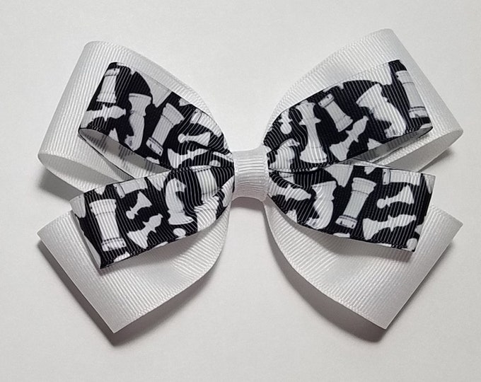 5" Chess Hair Bow *You Choose Solid Bow Color*