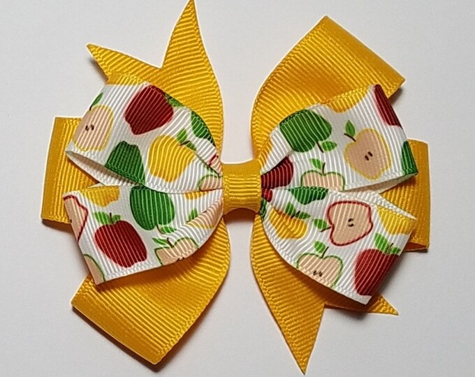 3.5" Apple Hair Bow *You Choose Solid Bow Color*