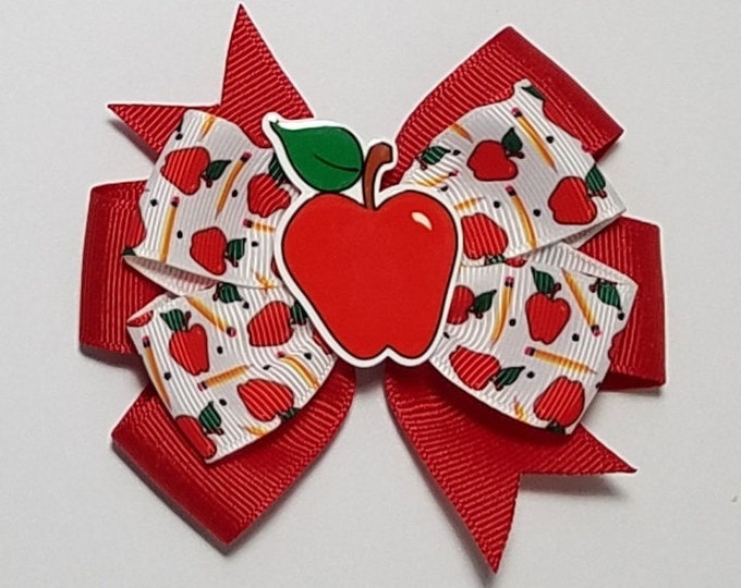 3.5" Apple Hair Bow *You Choose Solid Bow Color*