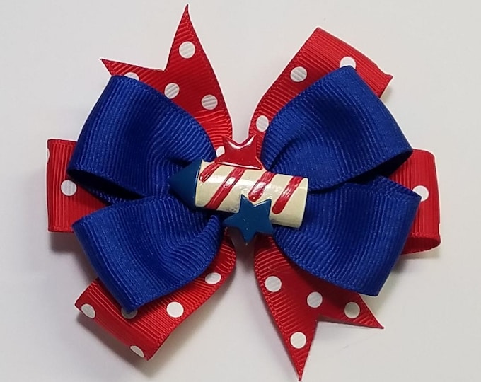 3.5" Firecracker Hair Bow *You Choose Solid Bow Color*