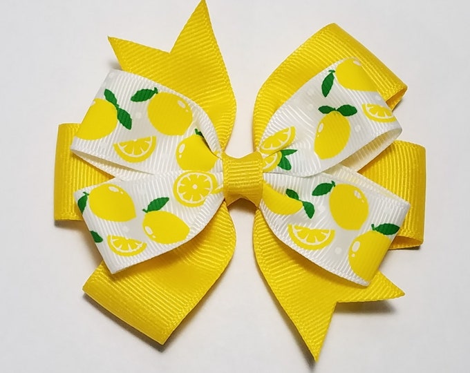 3.5" Lemon Hair Bow *You Choose Solid Bow Color*