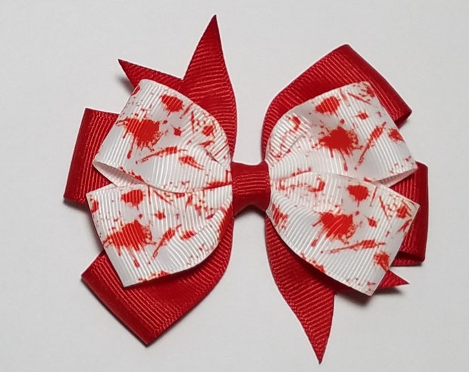 3.5" Blood Splatter Hair Bow *You Choose Solid Bow Color*