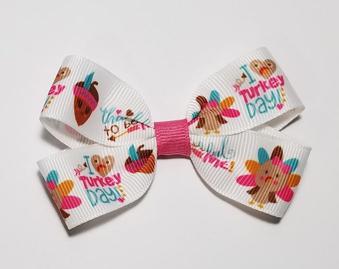 3" Turkey Day Thanksgiving Hair Bow