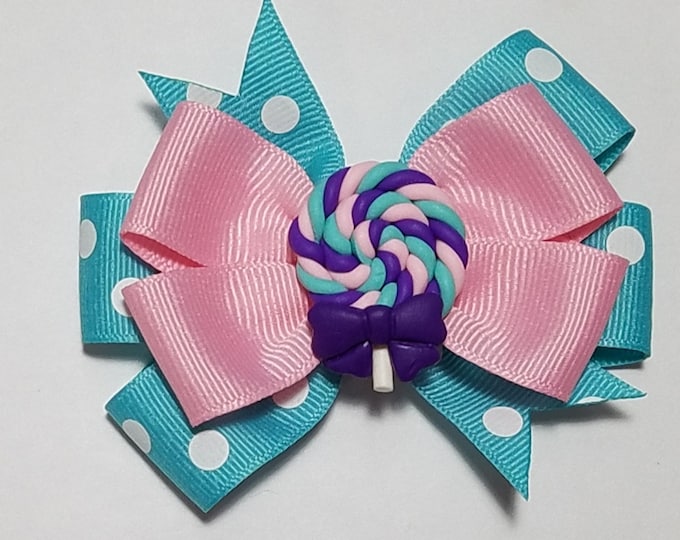 3.5" Lollipop Hair Bow *You Choose Solid Bow Color*