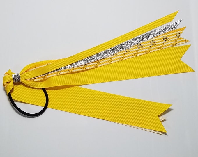Banana Ponytail Streamer *You Choose Solid Ribbon Color- Glitter Color & Length*
