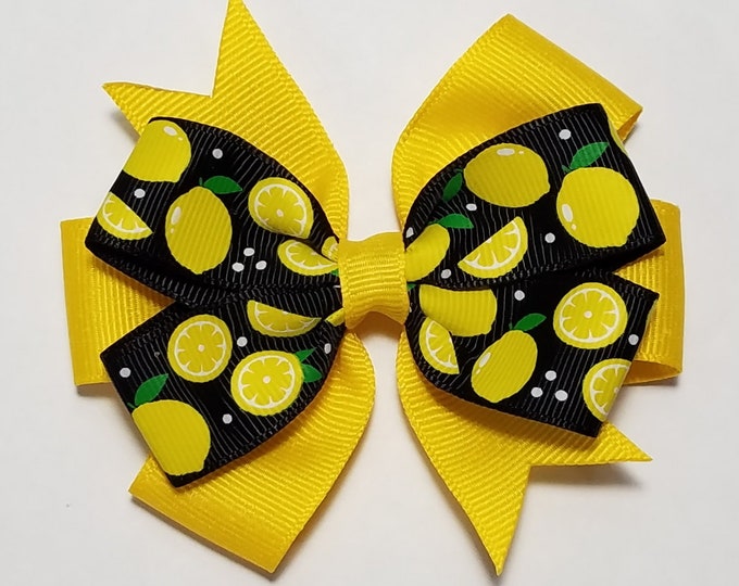 3.5" Lemon Hair Bow *You Choose Solid Bow Color*
