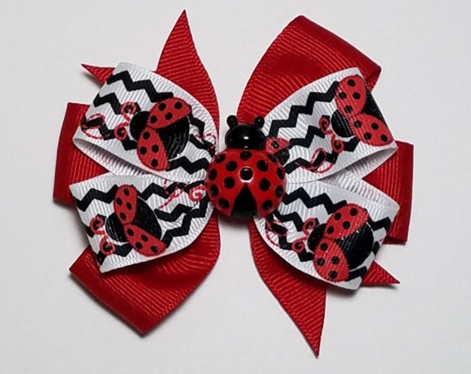 3.5" Ladybug Hair Bow *You Choose Solid Bow Color*