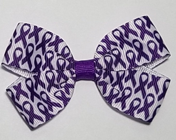 3" Purple Awareness Ribbon Hair Bow