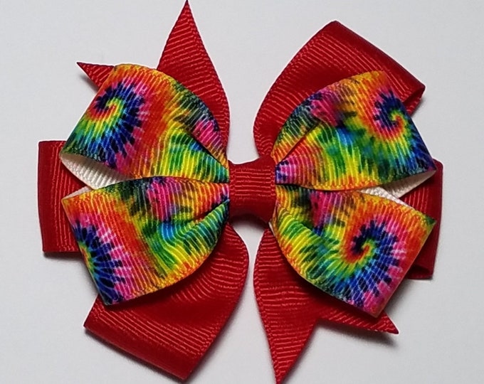 3.5" Tie Dye Hair Bow *You Choose Solid Bow Color*