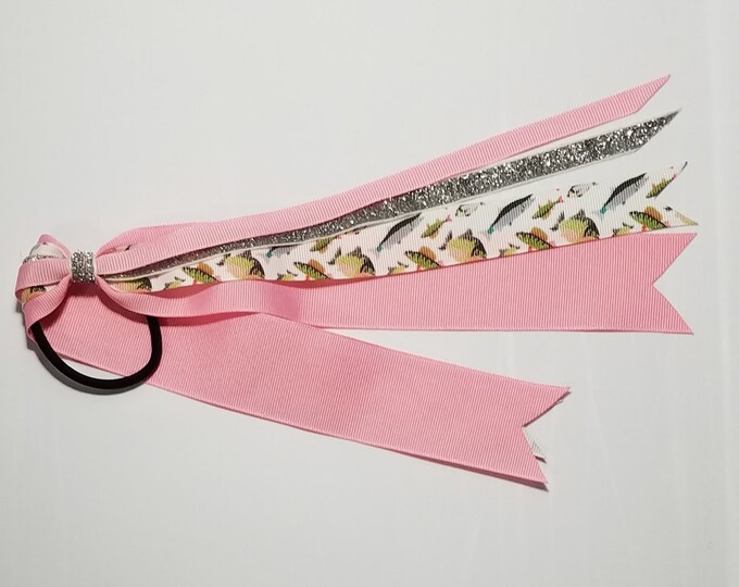 Fish Ponytail Streamer *You Choose Solid Ribbon Color- Glitter Color & Length*
