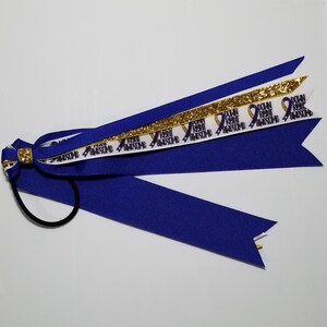 Down Syndrome Awareness Ribbon Ponytail Streamer *You Choose Solid Ribbon Color- Glitter Color & Length*