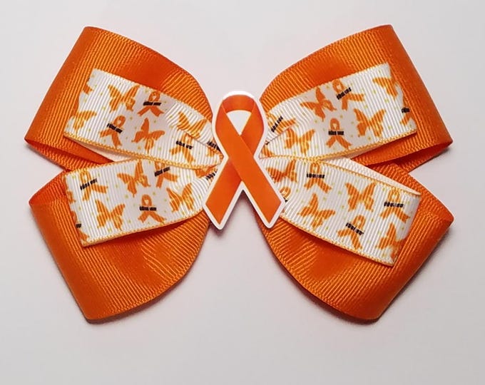 5" Leukemia Orange Awareness Hair Bow *You Choose Solid Bow Color*