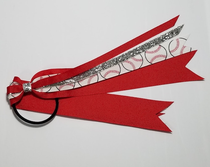 Baseball Ponytail Streamer *You Choose Solid Color- Glitter Color & Length*