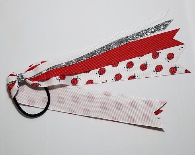 Ladybug Print Ponytail Streamer *You Choose Length*