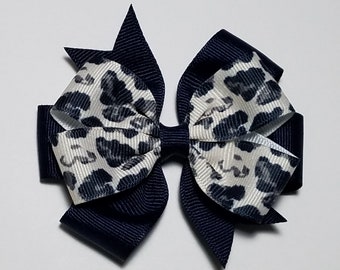 3.5" Leopard Hair Bow *You Choose Solid Bow Color*