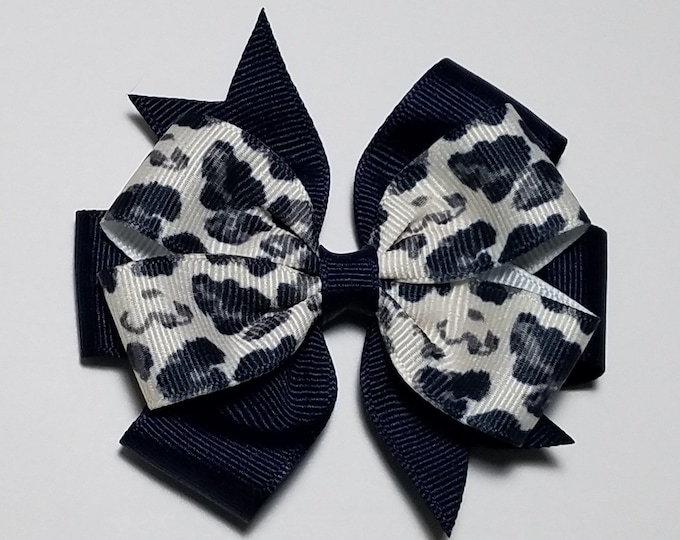 3.5" Leopard Hair Bow *You Choose Solid Bow Color*
