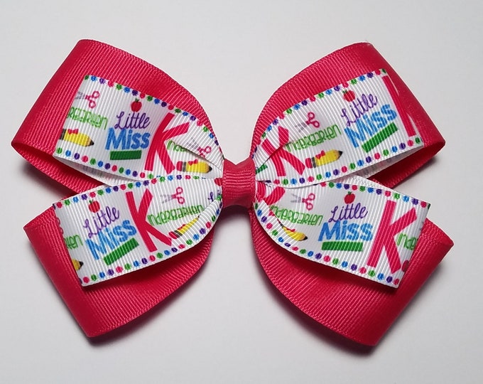 5" Kindergarten Hair Bow *You Choose Solid Bow Color*