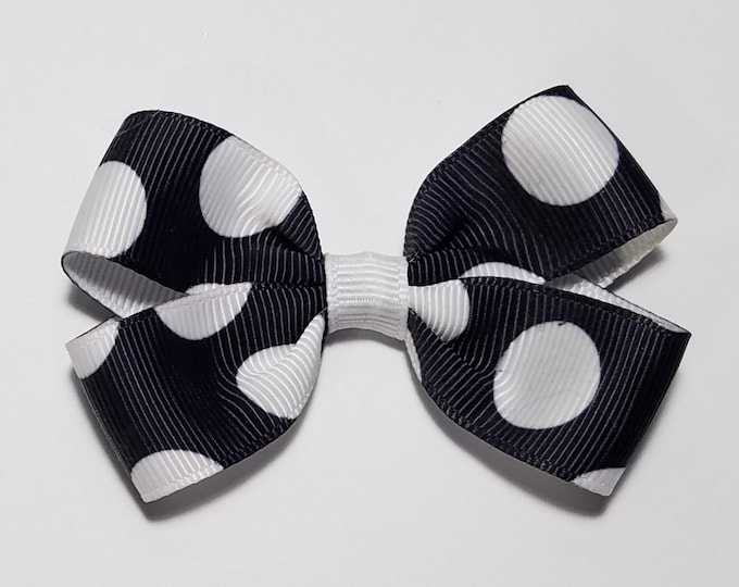 3" Black White Polka Dot Hair Bow