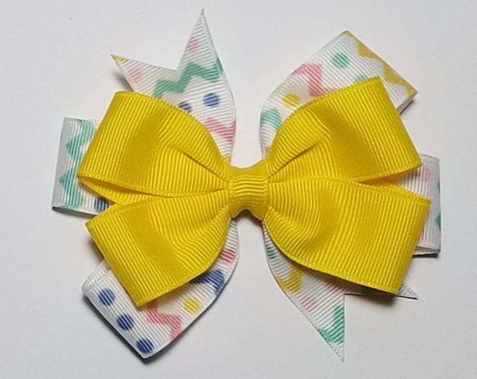 3.5" Easter Hair Bow *You Choose Solid Bow Color*