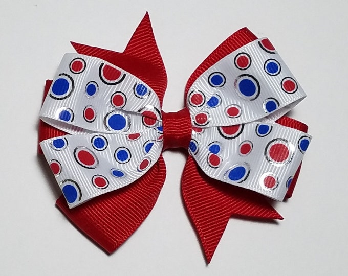 3.5" Red White Blue Hair Bow *You Choose Solid Bow Color*