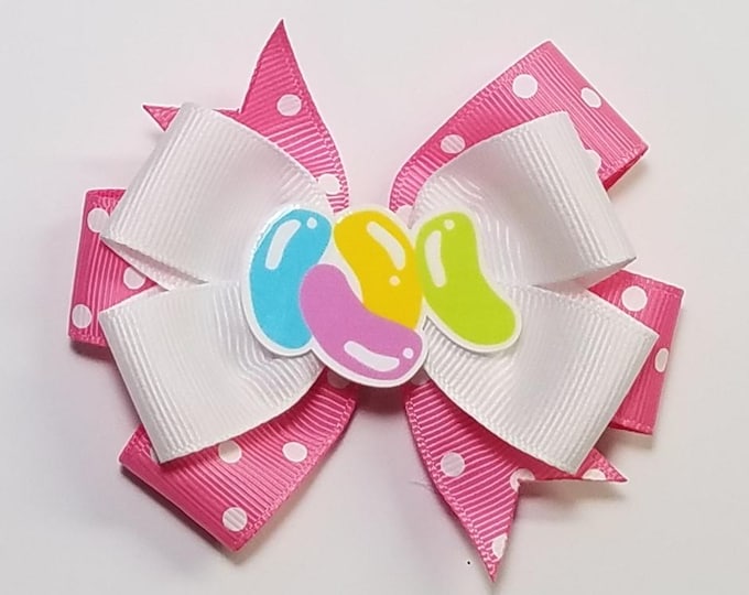 3.5" Jelly Bean Hair Bow *You Choose Polka Dot Bow Color*
