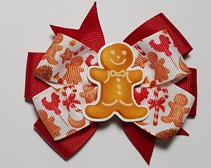 3.5" Gingerbread Cookie Hair Bow *You Choose Solid Bow Color*