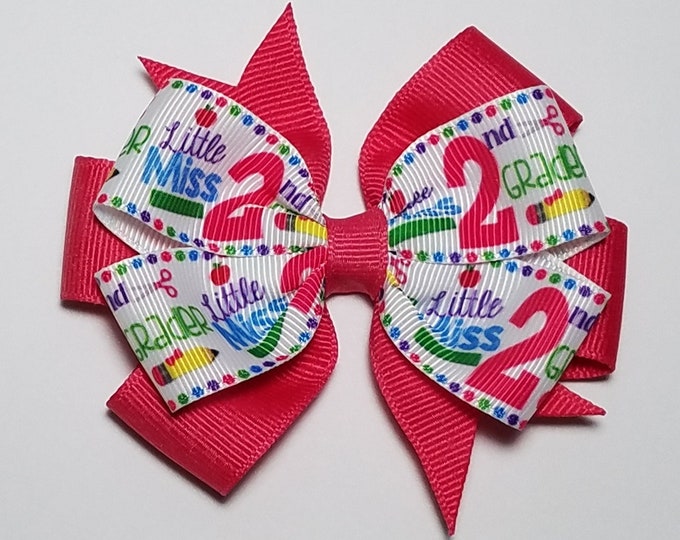3.5" 2nd Grade Hair Bow *You Choose Solid Bow Color*