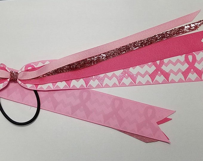 Breast Cancer Pink Awareness Ponytail Streamer