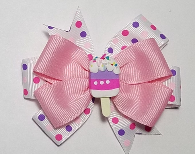 3.5" Ice Cream Sprinkles Hair Bow *You Choose Solid Bow Color*