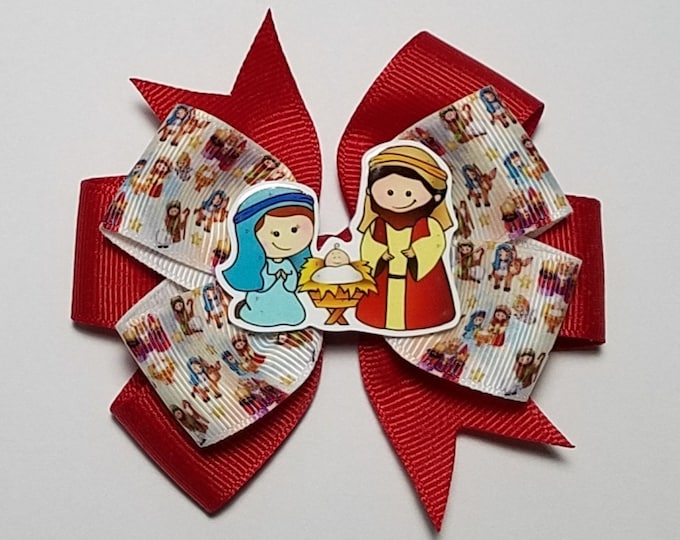 3.5" Nativity Hair Bow *You Choose Solid Bow Color*