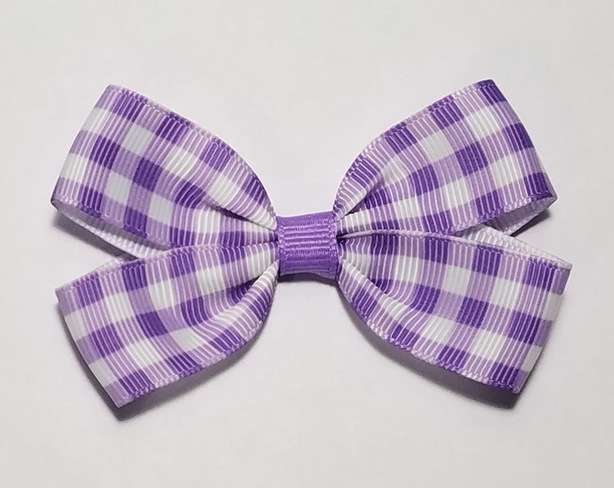 3" Purple Gingham Hair Bow