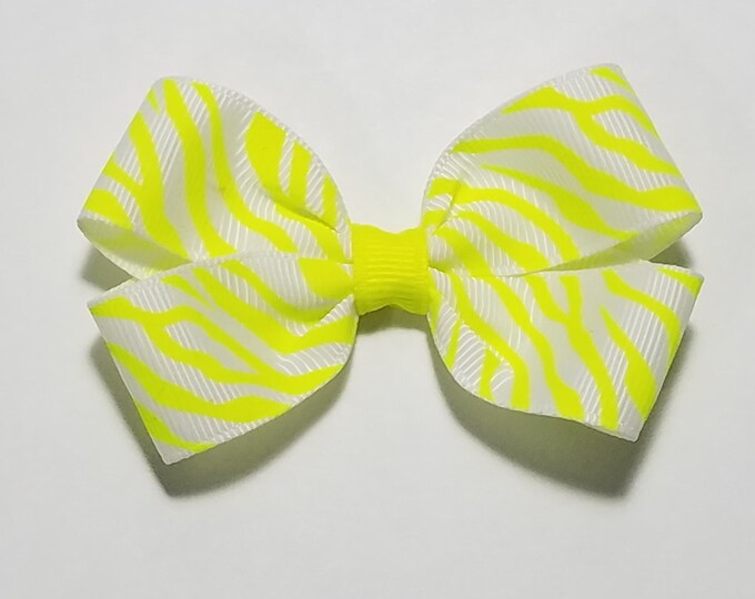 3" Neon Yellow Zebra Print Hair Bow *CLEARANCE*