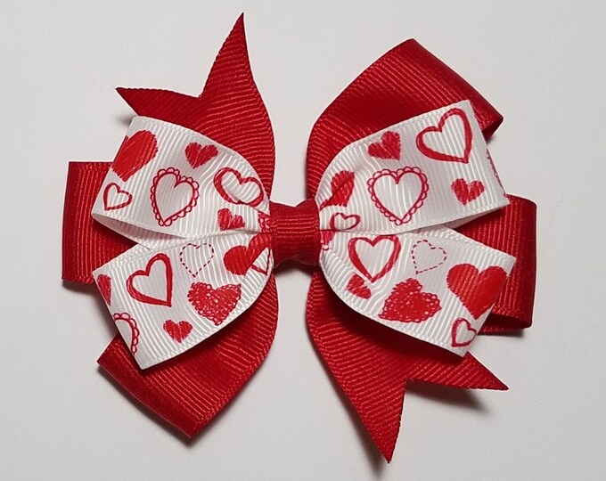 3.5" Heart Hair Bow *You Choose Solid Bow Color*