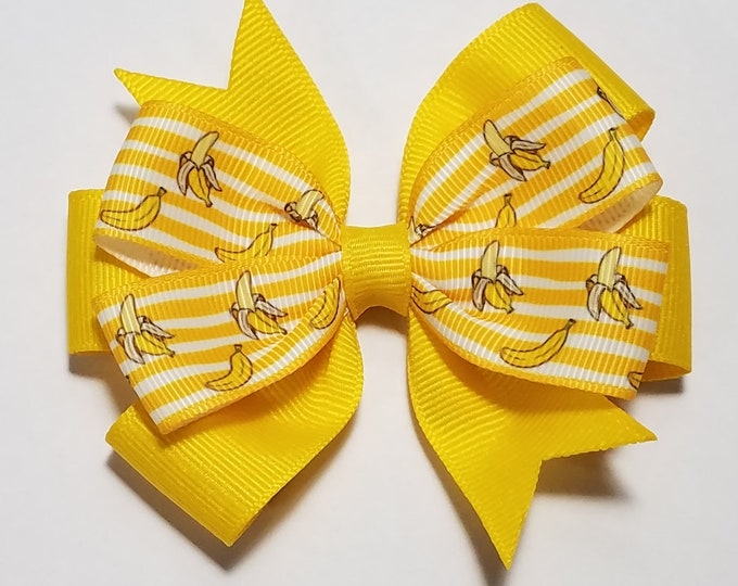 3.5" Banana Hair Bow *You Choose Solid Bow Color*