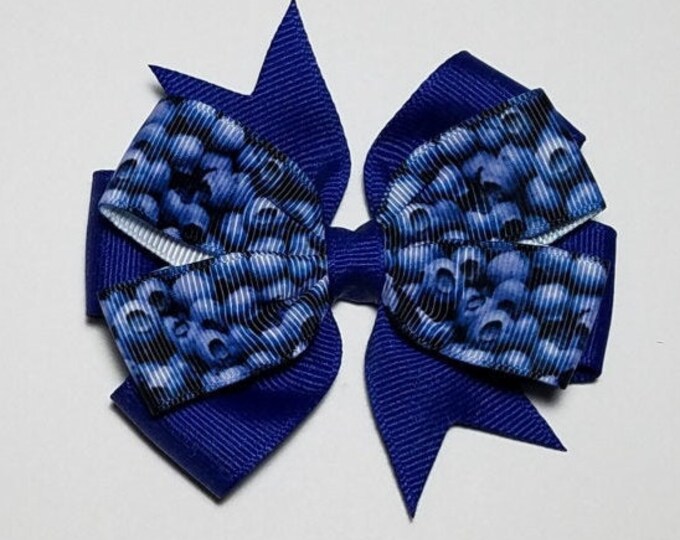 3.5" Blueberry Hair Bow *You Choose Solid Bow Color*
