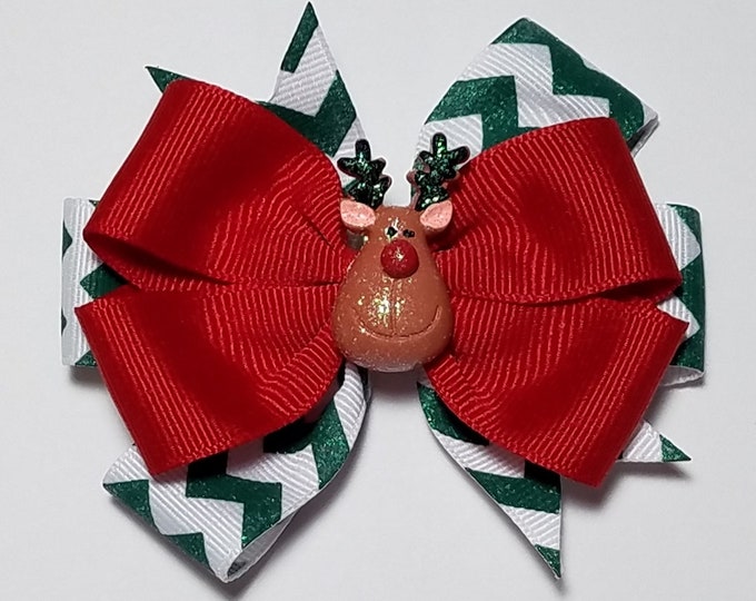 3.5" Reindeer Hair Bow *You Choose Solid Bow Color*