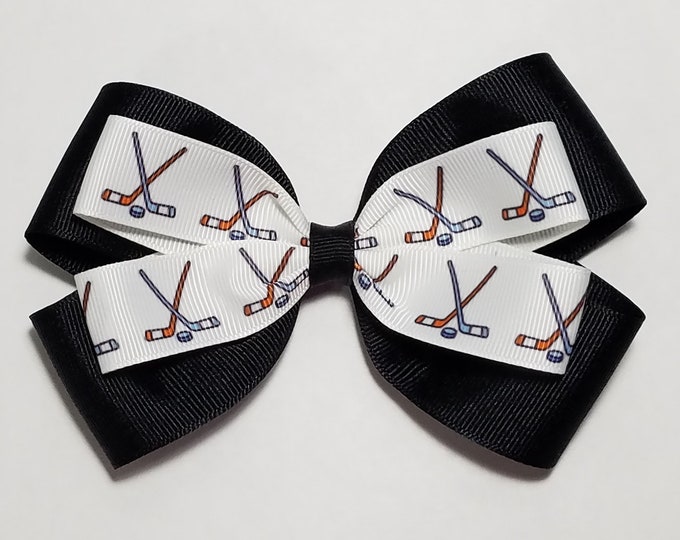 5" Hockey Hair Bow *You Choose Solid Bow Color*