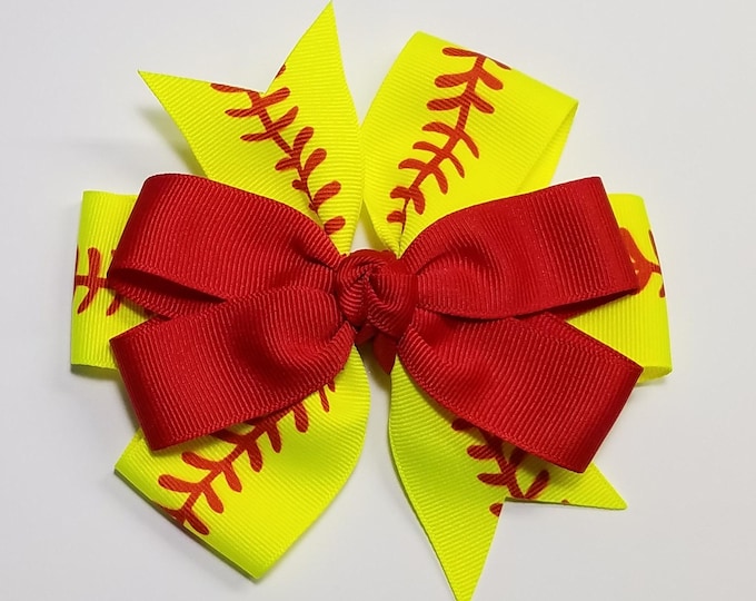 5" Softball Hair Bow *CLEARANCE*