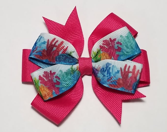 3.5" Coral Reef Hair Bow *You Choose Solid Bow Color*